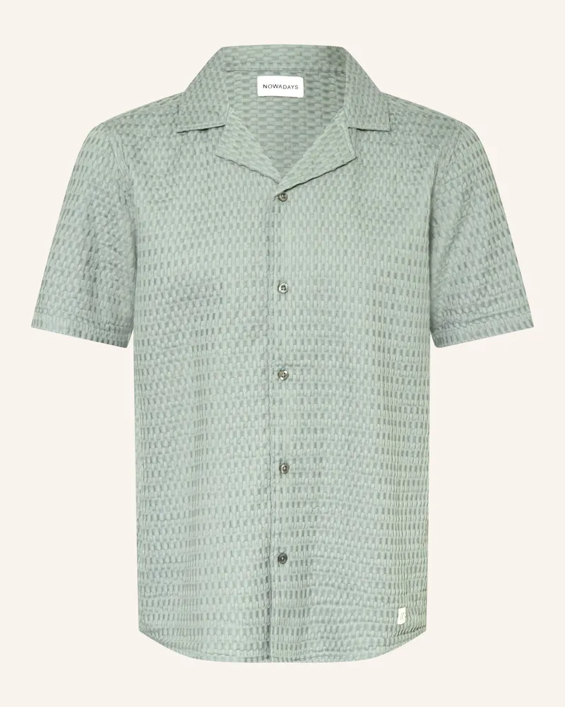 Nowadays Resorthemd Comfort Fit blau Hellgrün