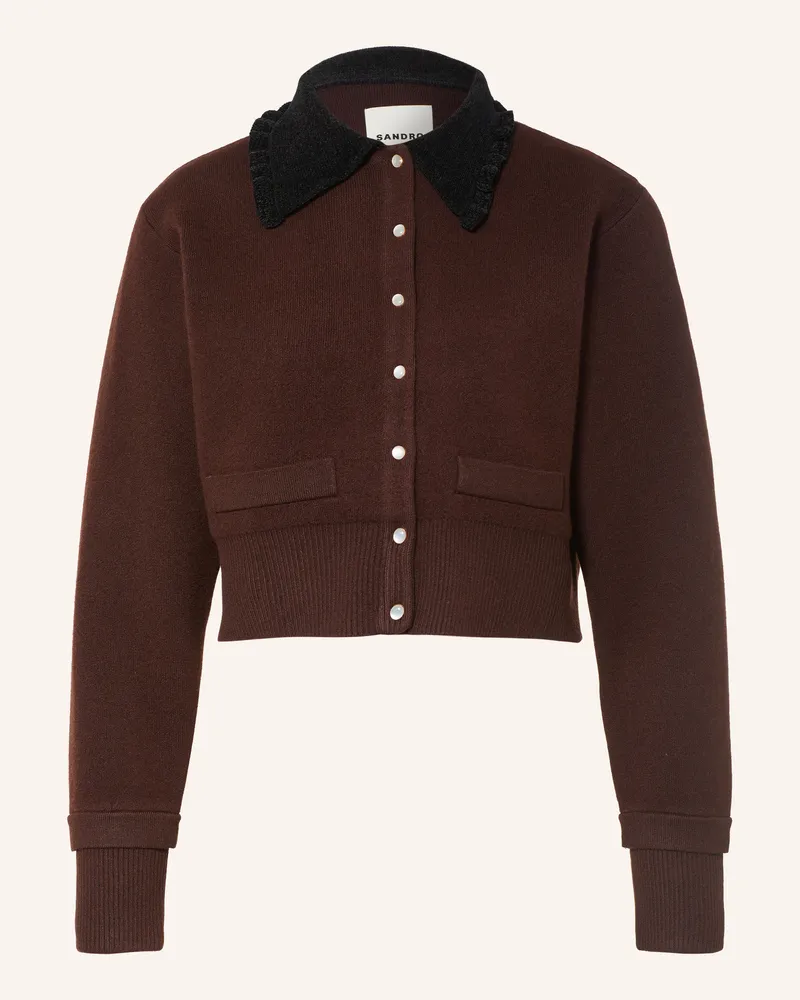 Sandro Strickjacke lila Dunkelbraun