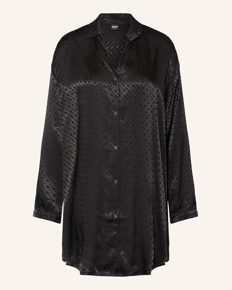 HUGO BOSS Nachthemd Aus Jacquard schwarz Schwarz