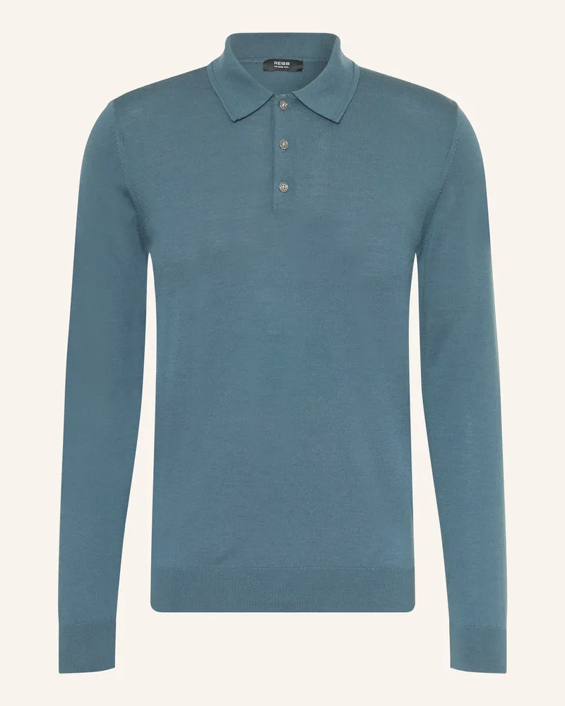 Reiss Strick-Poloshirt Trafford blau Petrol