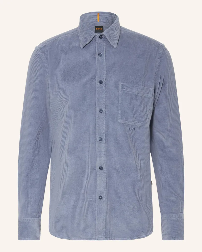 HUGO BOSS Cordhemd RELEGANT Regular Fit Blau