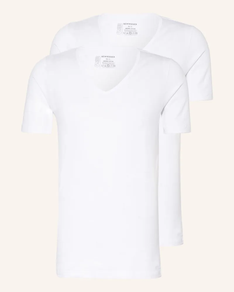 Schiesser 2er-Pack V-Shirts 95/5 Weiss