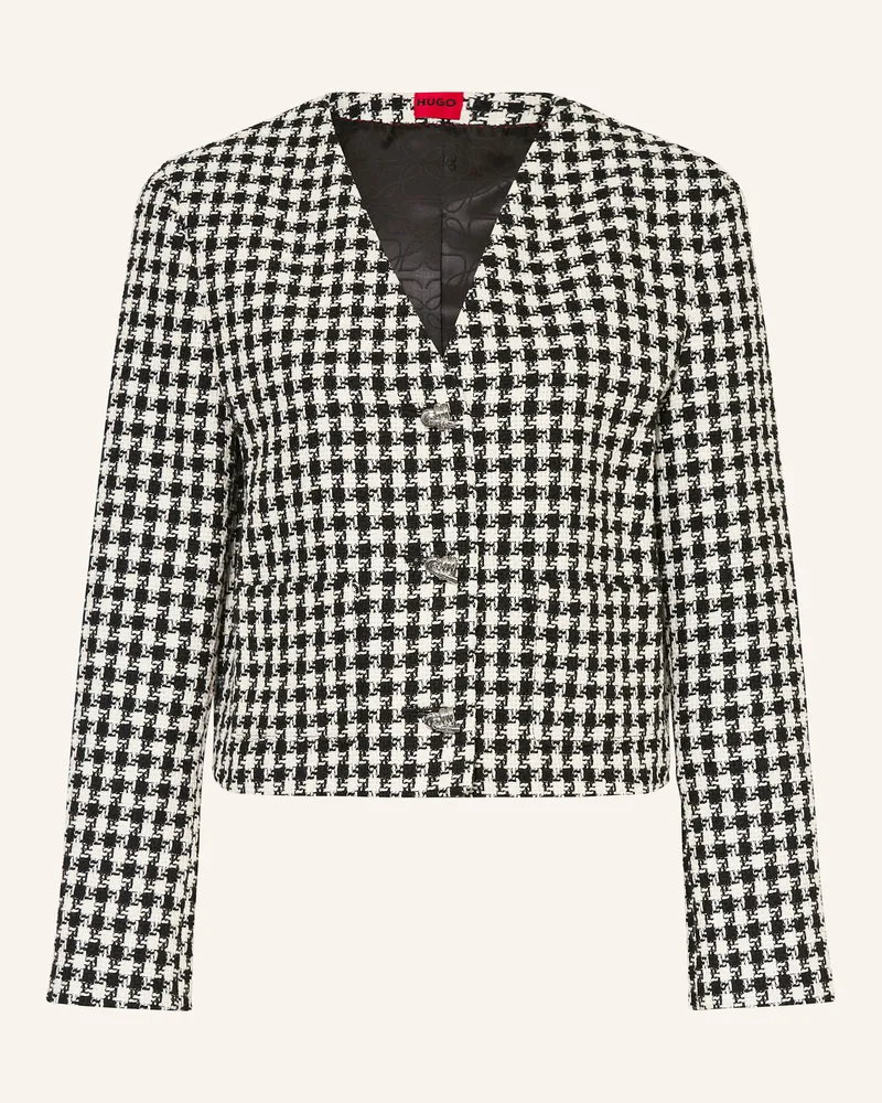HUGO BOSS Kastenjacke Alindani schwarz Weiss