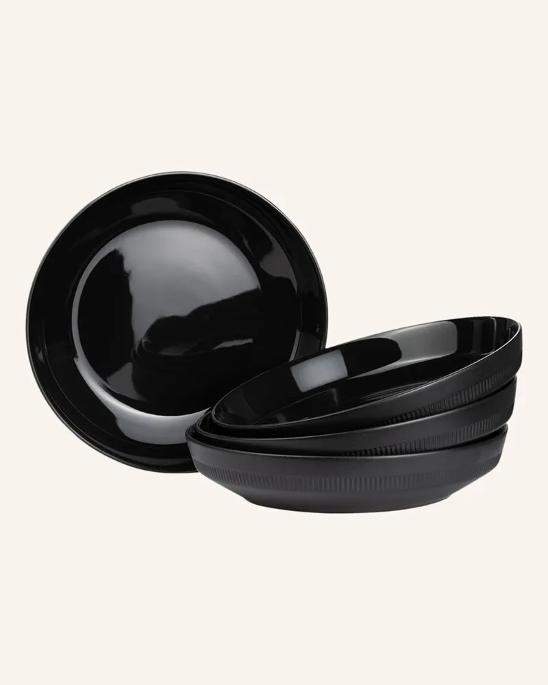 Marc O'Polo 4er-Set Suppenteller Moments grau Schwarz