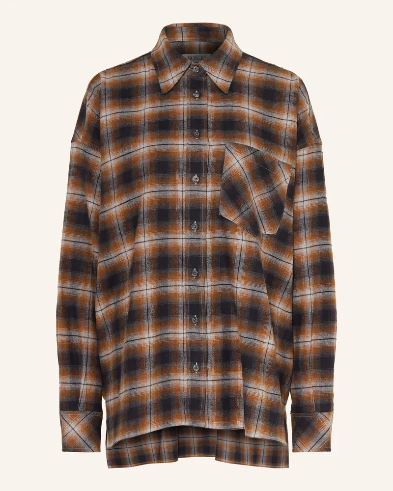 SoSUE Oversized-Hemdbluse Aus Flanell braun Grau
