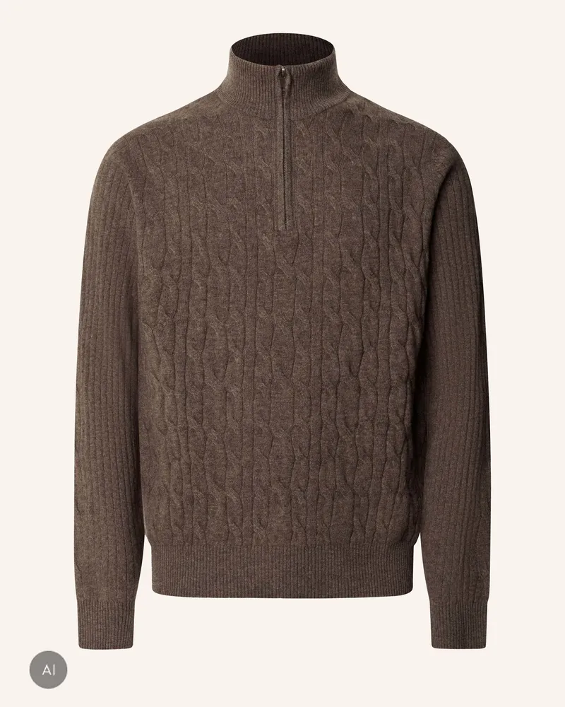 Hackett Pullover Lambswool Cable Hzip beige Beige