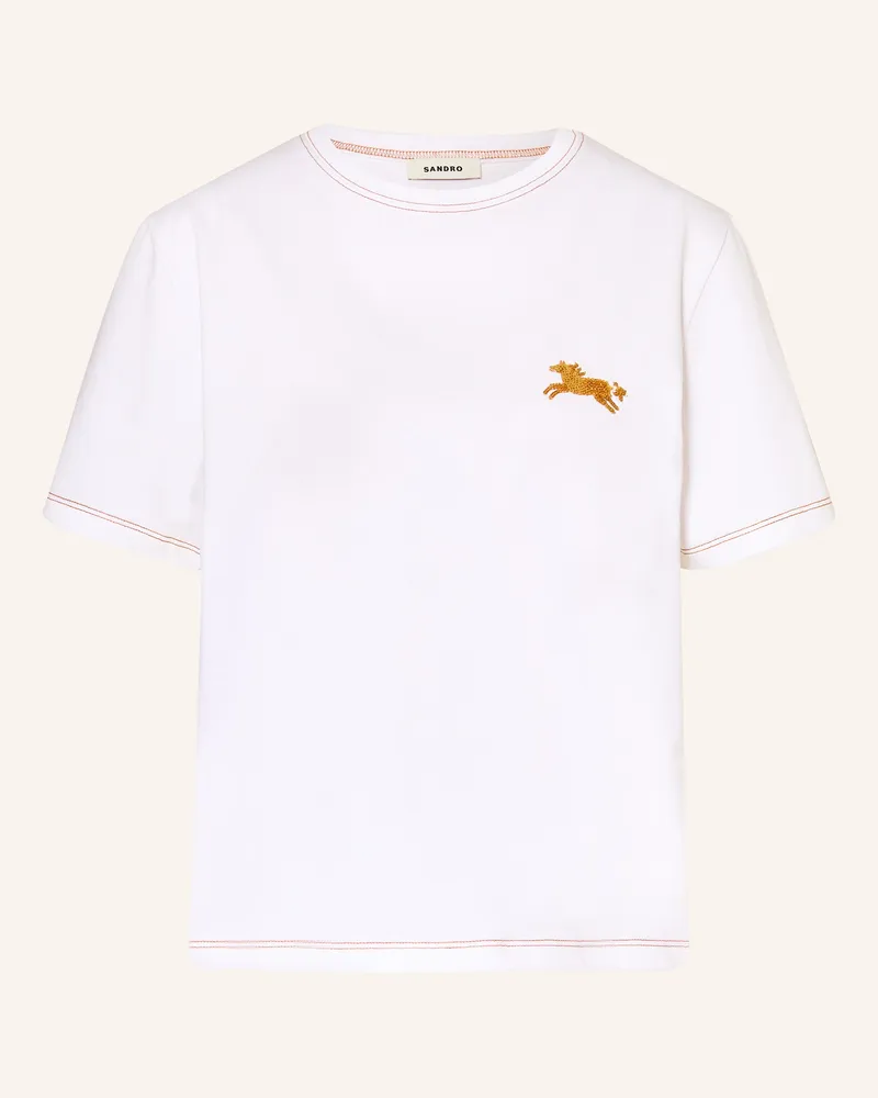 Sandro T-Shirt Mit Pailletten weiss Weiss
