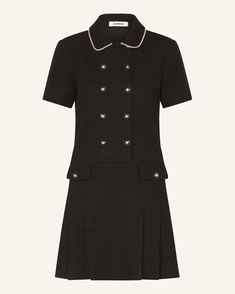 Sandro Tweed-Kleid Schwarz