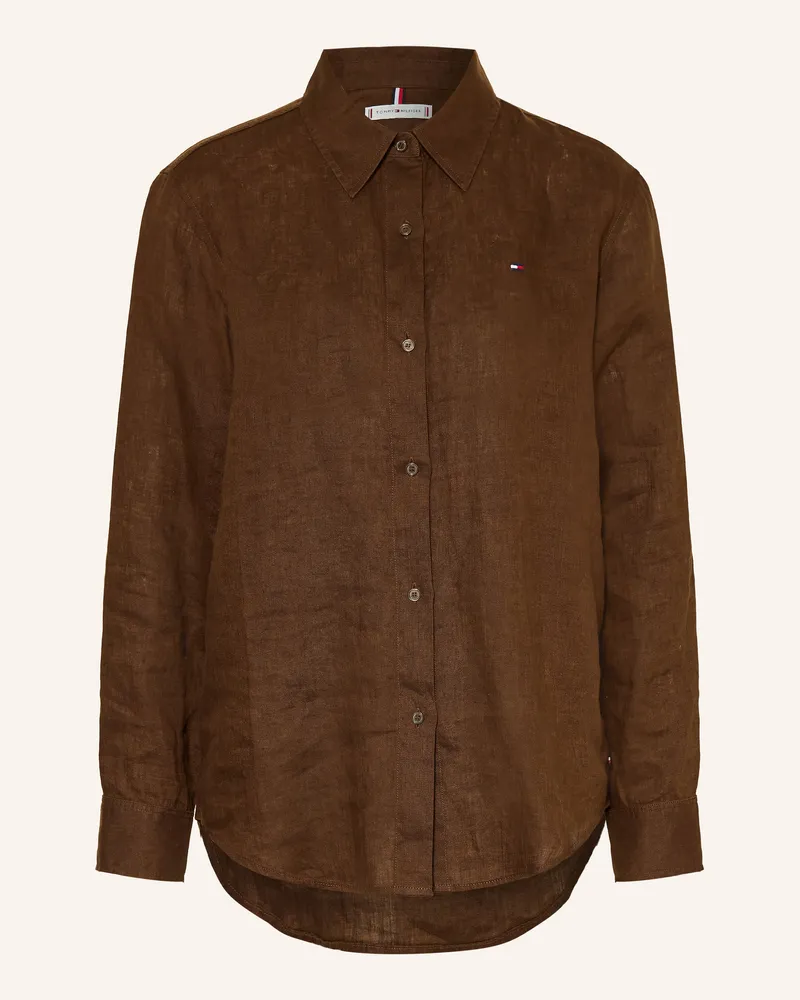 Tommy Hilfiger Hemdbluse Aus Leinen braun Dunkelbraun