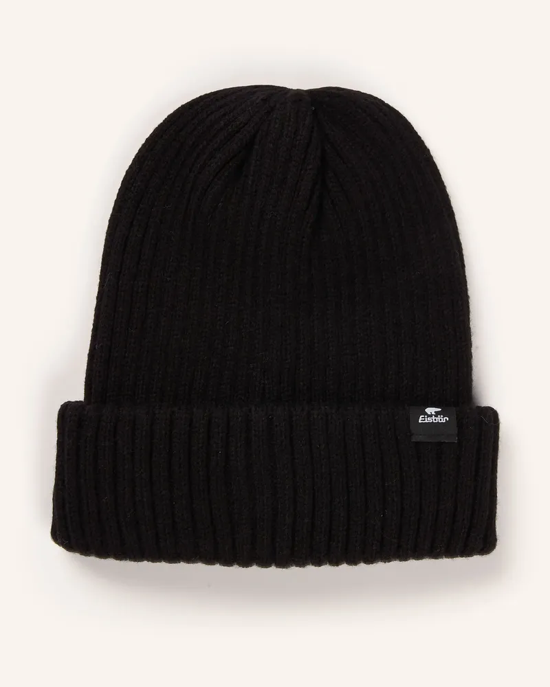 Eisbär Mütze Ripp schwarz Schwarz