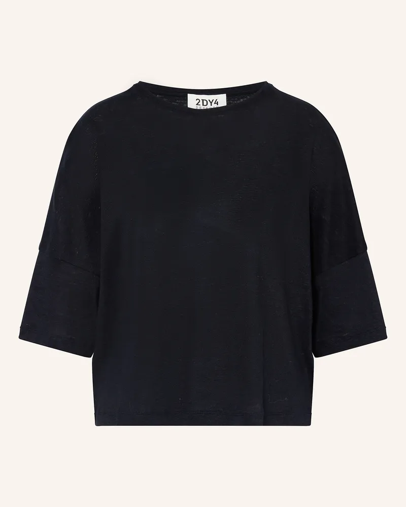 Drykorn Pullover KUSIA aus Leinen mit 3/4-Arm Dunkelblau