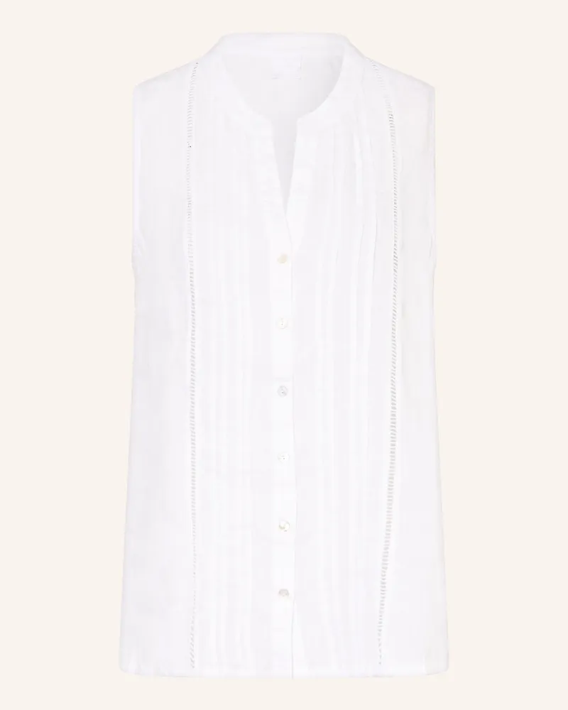 120% Lino Blusentop Aus Leinen weiss Weiss
