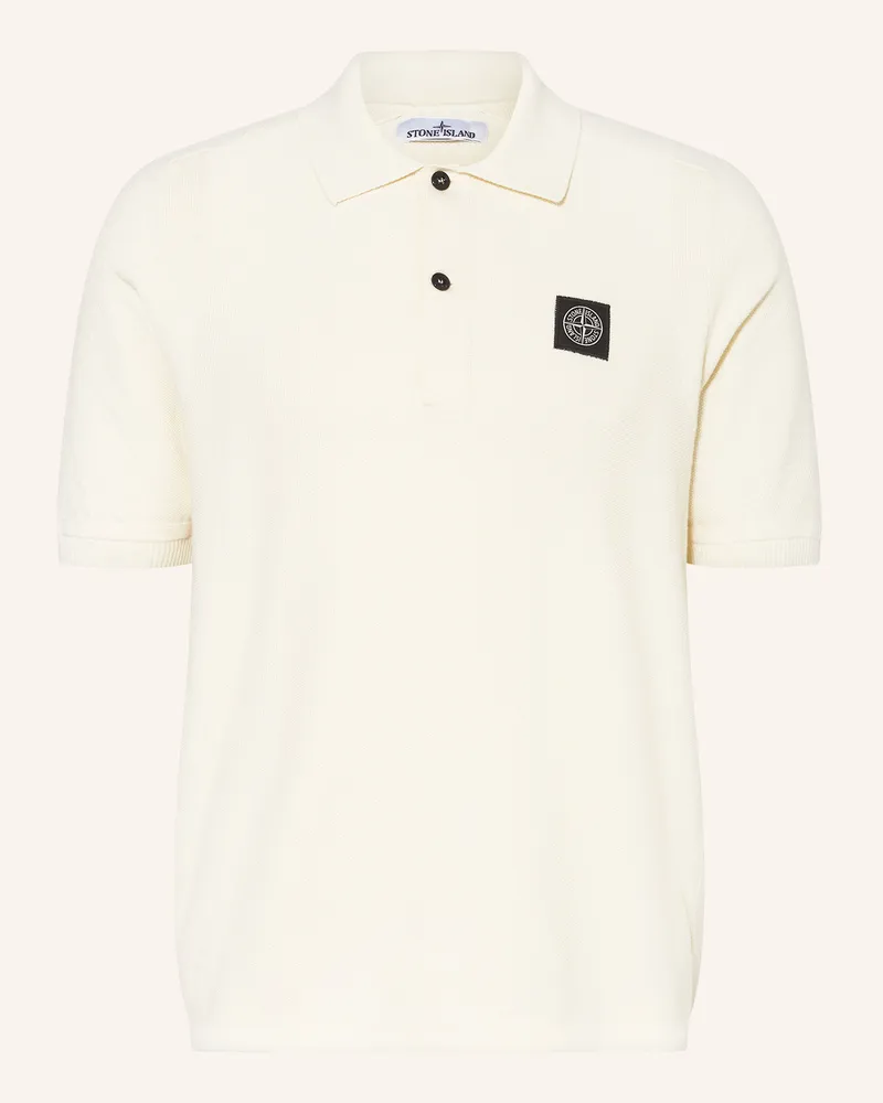Stone Island Strick-Poloshirt weiss Ecru