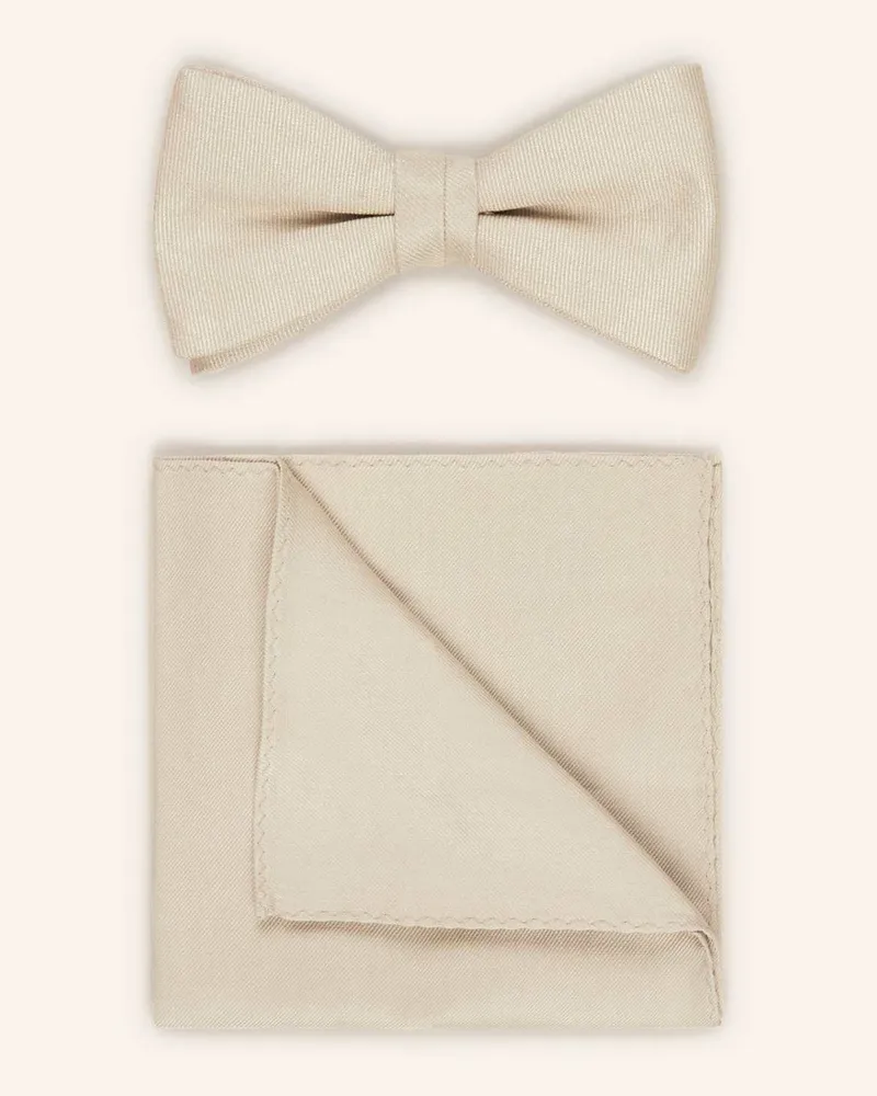 JOOP! Set: Fliege und Einstecktuch Beige
