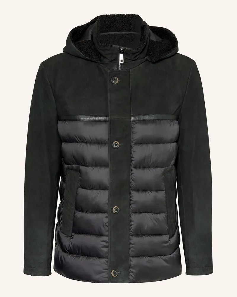 Milestone Lederjacke MSBROKER im Materialmix Schwarz
