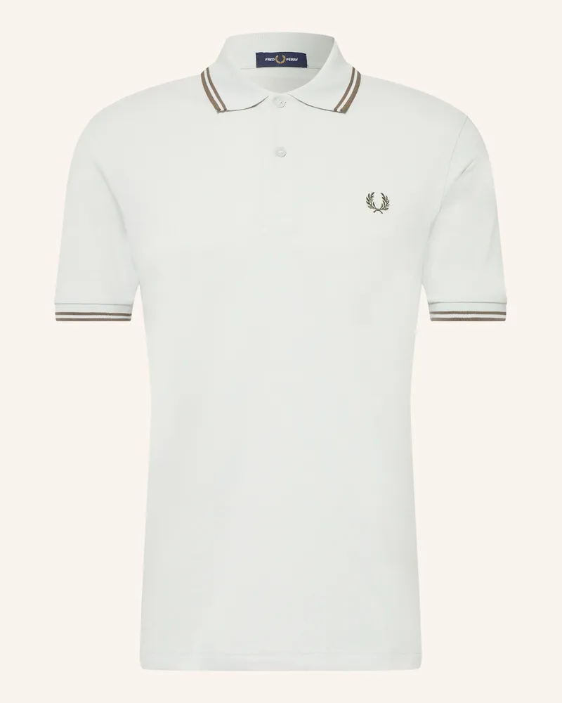 Fred Perry Piqué-Poloshirt blau Hellgrau