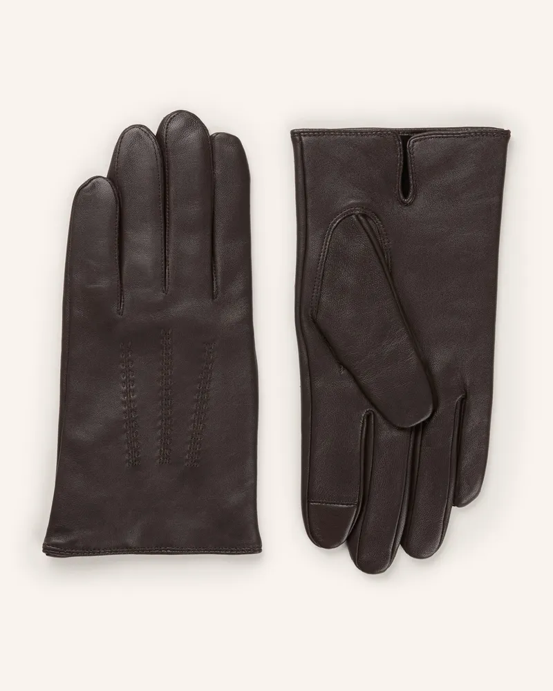 HUGO BOSS Lederhandschuhe Hainz braun Dunkelbraun