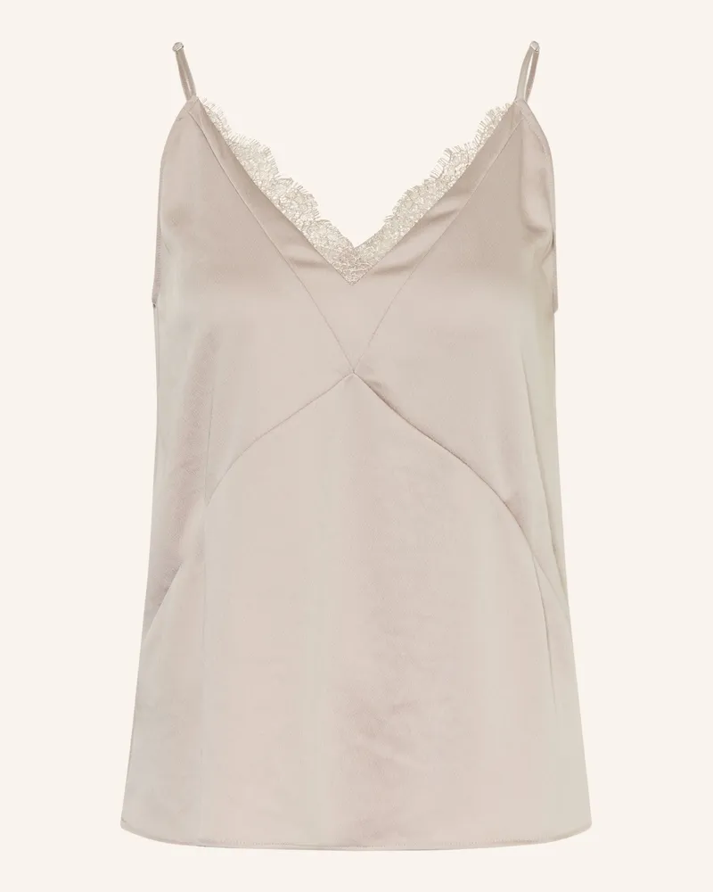 Luisa Cerano Blusentop Aus Satin Mit Spitze rosa Taupe