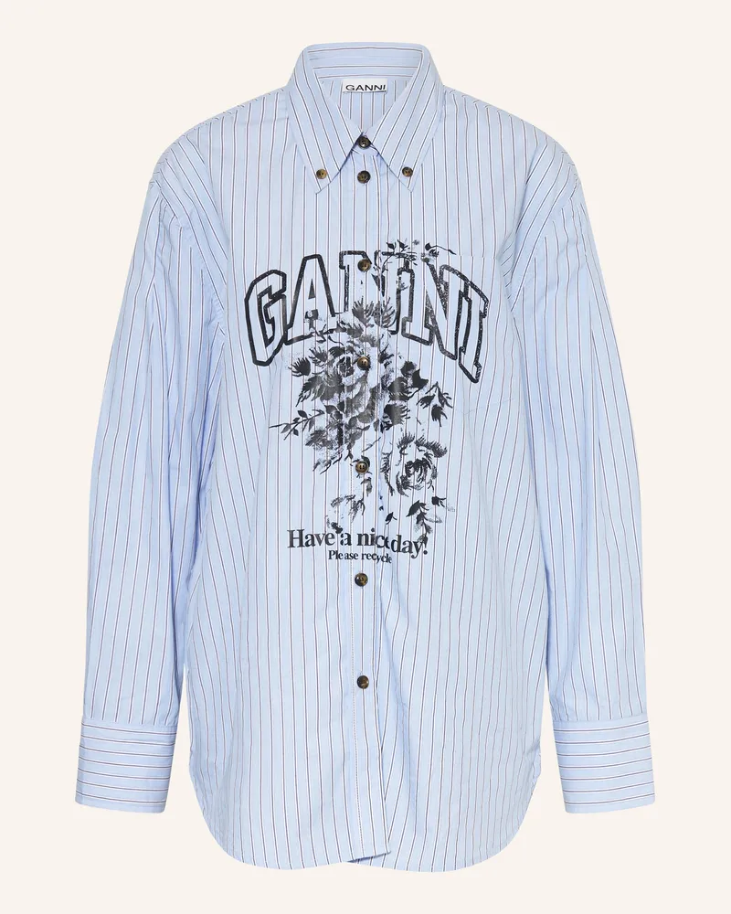 Ganni Oversized-Hemdbluse Hellblau