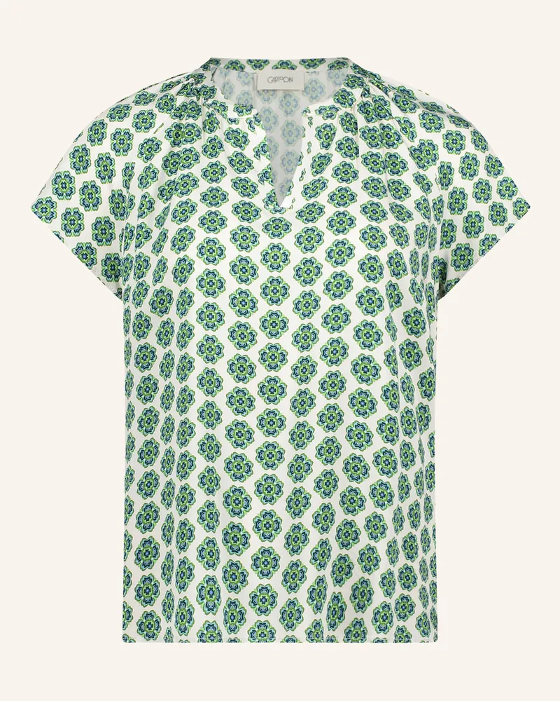 Cartoon Blusenshirt gruen Weiss