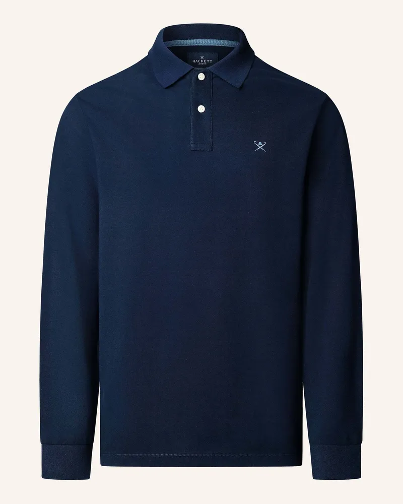 Hackett Poloshirt Slim Fit Logo Ls blau Dunkelblau