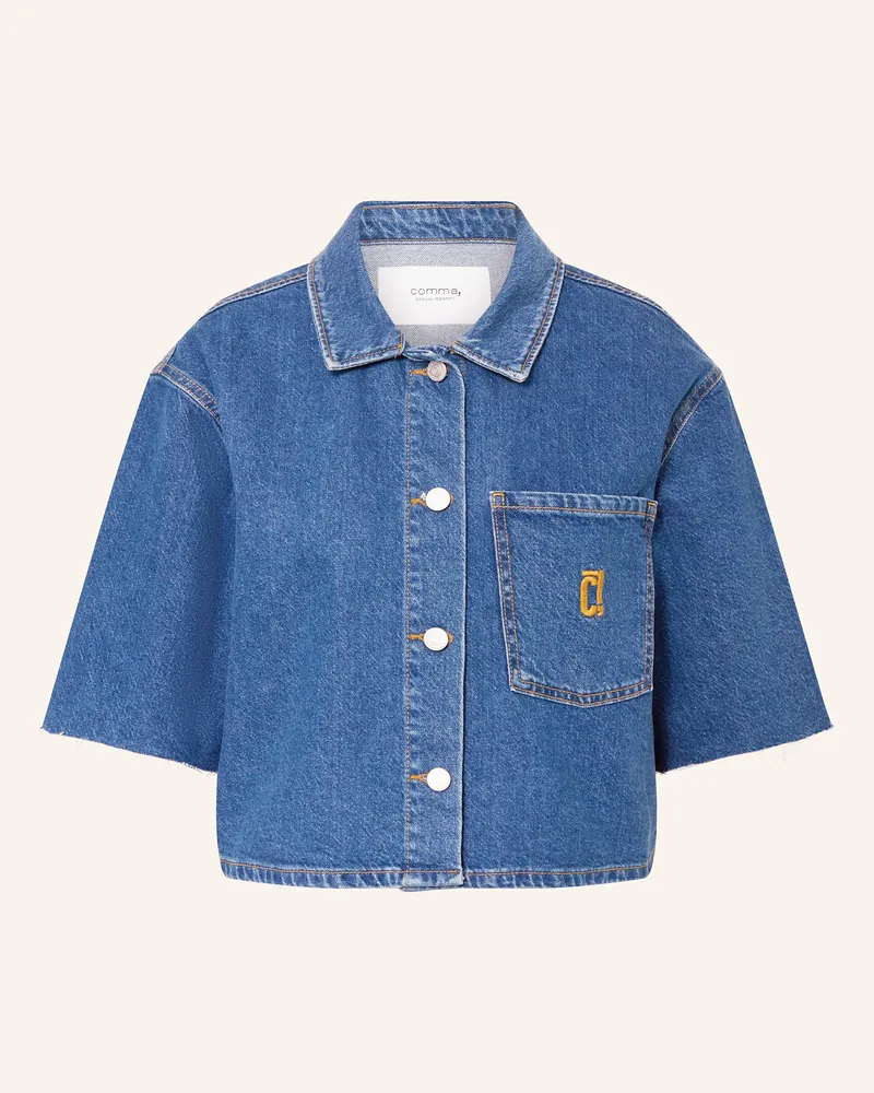 COMMA Hemdbluse in Jeansoptik Blau