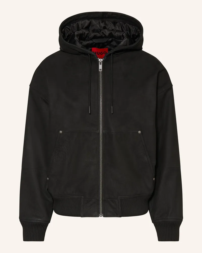 HUGO BOSS Lederjacke Loodie schwarz Schwarz
