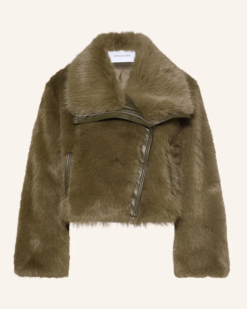 Mrs & HUGS Kunstfell-Jacke gruen Khaki