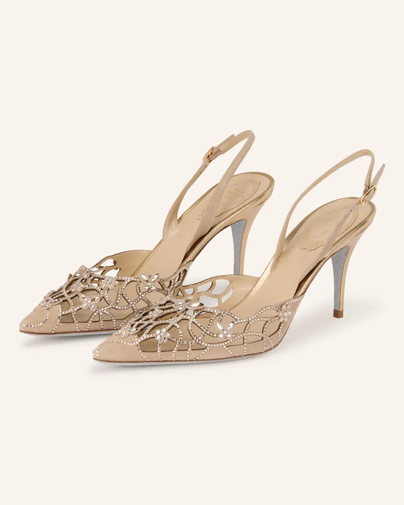 René Caovilla Slingpumps Eden Mit Schmucksteinen beige Beige