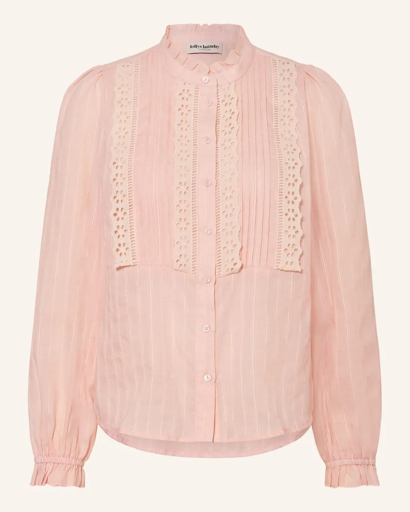 Lollys Laundry Bluse Arielll Mit Rüschen Und Lochspitze rosa Hellrosa