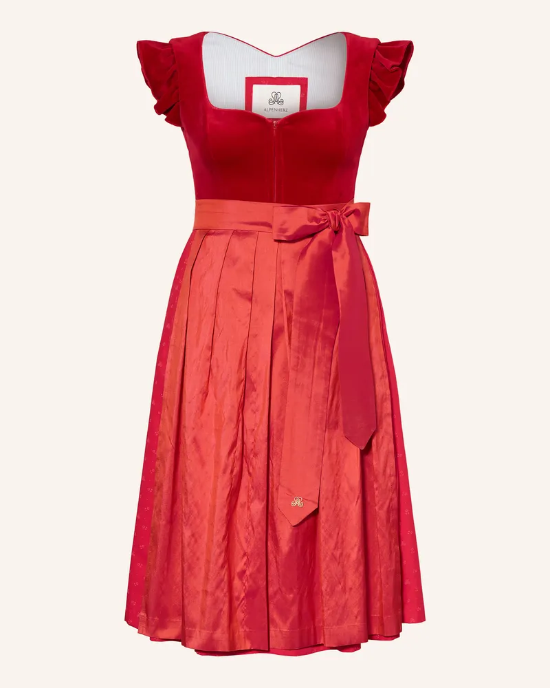 AlpenHERZ Dirndl Melissa Aus Samt Mit Volants rot Rot