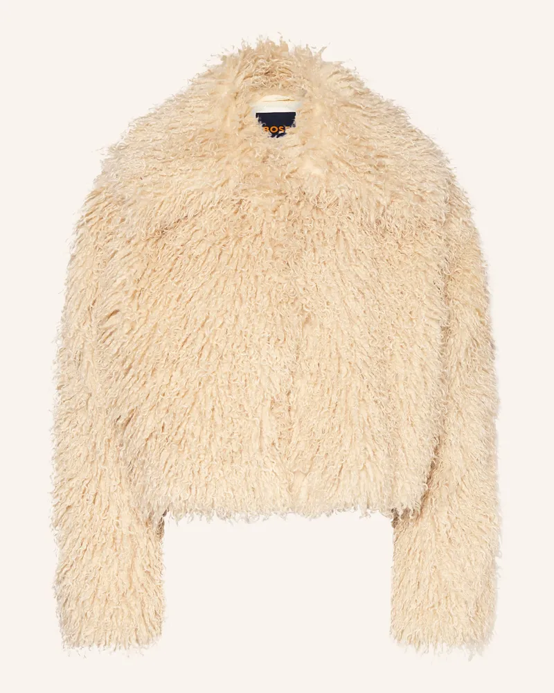 HUGO BOSS Kunstfell-Jacke Cefura beige Creme