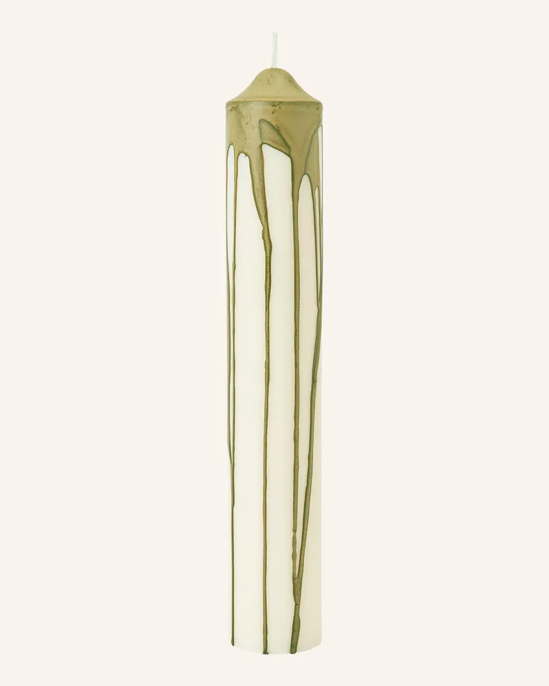 ferm LIVING Stabkerze Dryp gruen Weiss