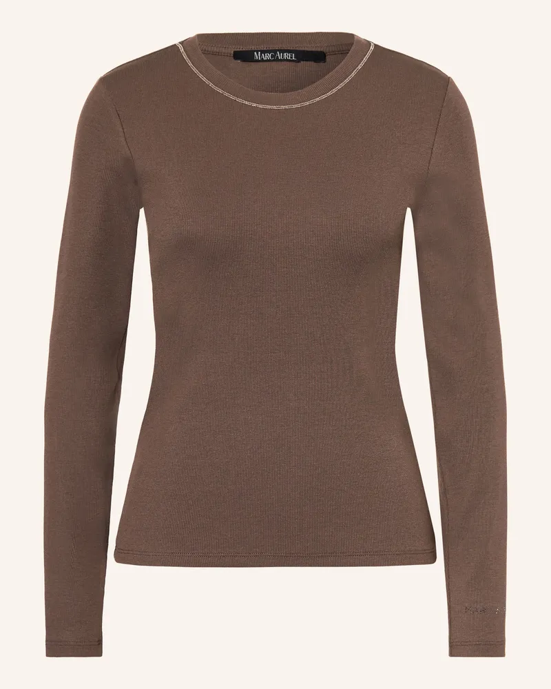 MARC AUREL Longsleeve Mit Schmucksteinen braun Dunkelbraun