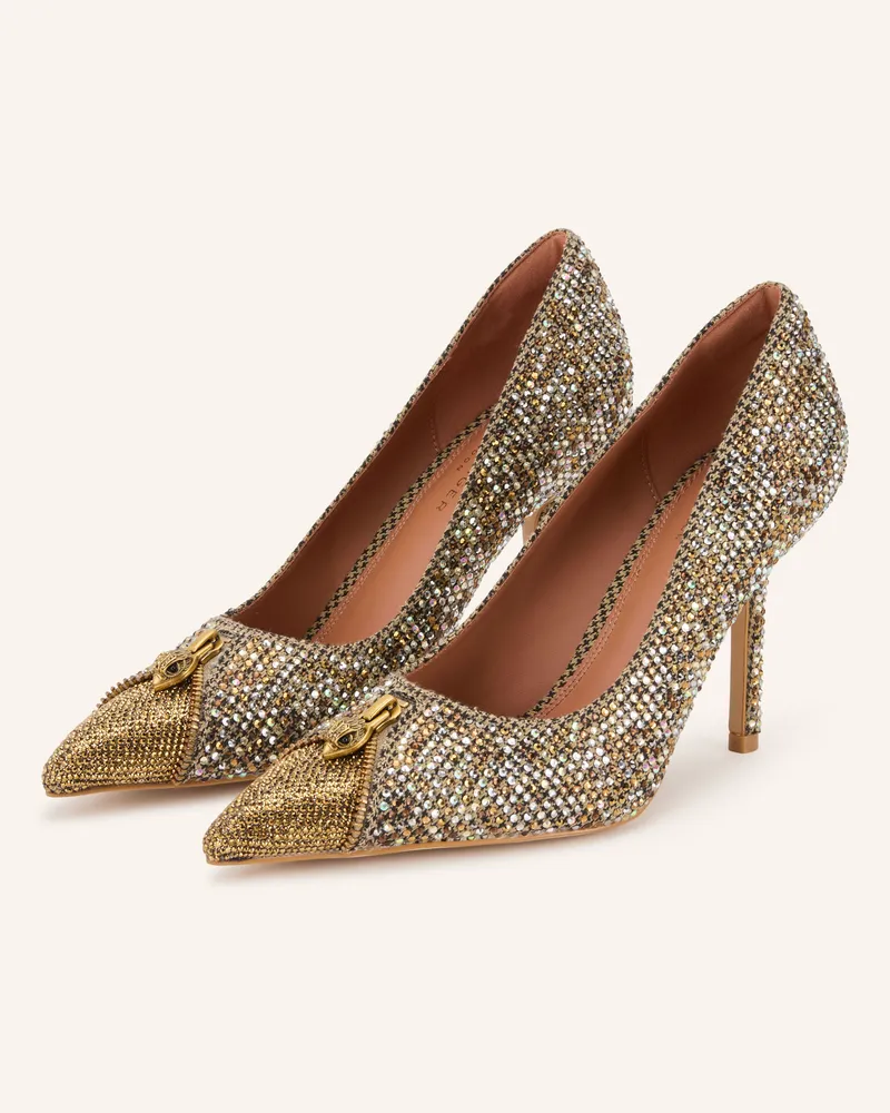 Kurt Geiger Pumps Zip Court Mit Schmucksteinen gold Beige
