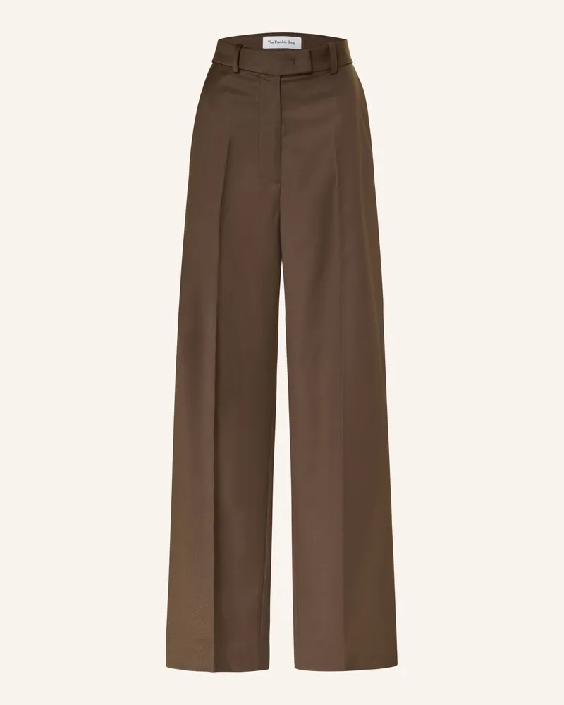 FRANKIE Shop Marlenehose BRICKELL aus Flanell Dunkelbraun