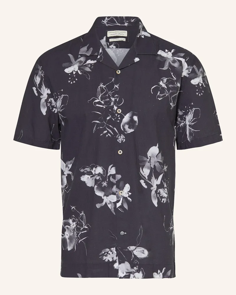 colours & sons Resorthemd Regular Fit Schwarz