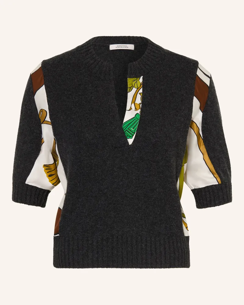 Dorothee Schumacher Strickshirt Foulard Statements Im Materialmix Mit Cashmere grau Dunkelgrau