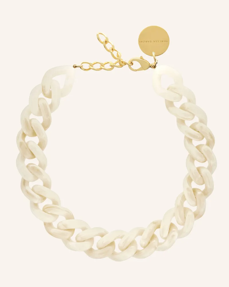 Vanessa Baroni Halskette Flat Chain Necklace Pearl Marble By Glambou weiss Weiss