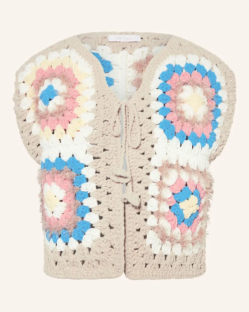 Rich&Royal Häkelweste mit Glitzergarn Weiss