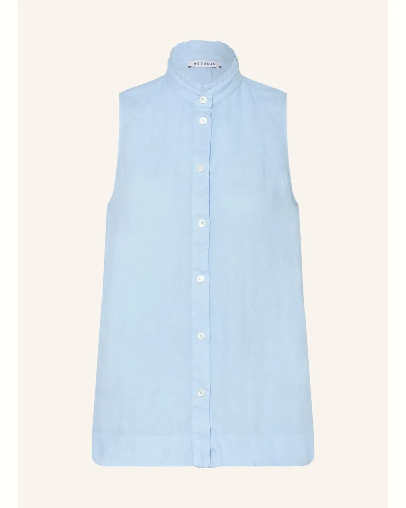 ROSSO35 Blusentop Aus Leinen blau Hellblau
