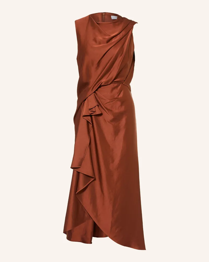 Reiss Satinkleid Mabel Mit Volants rot Dunkelorange
