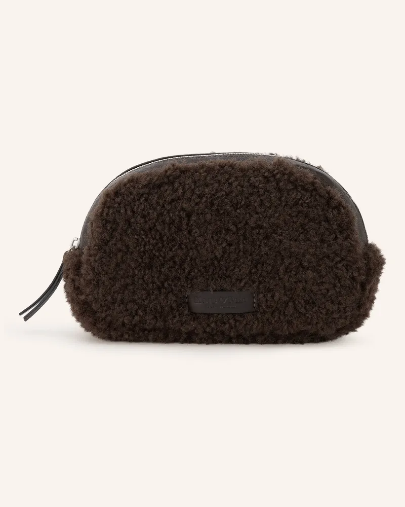 Marc O'Polo Kosmetiktasche Aus Teddyfell braun Dunkelbraun