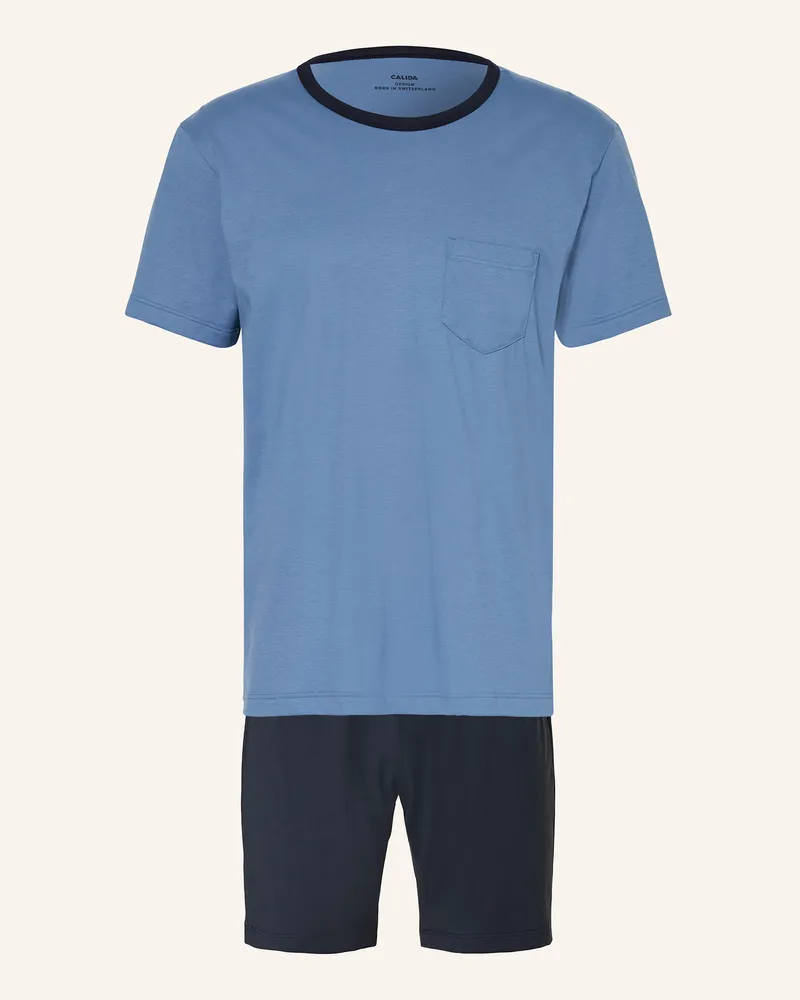 Calida Shorty-Schlafanzug RELAX ESSENTIALS Blaugrau