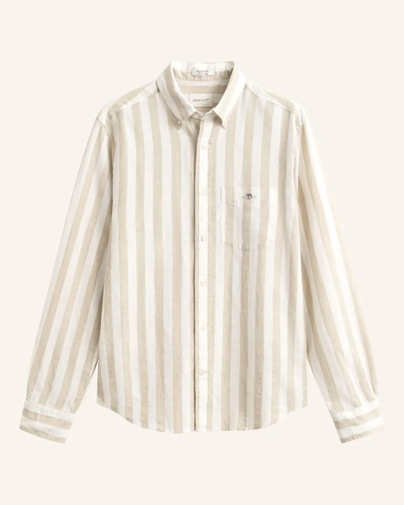 Gant Hemd Regular Fit mit Leinen Beige