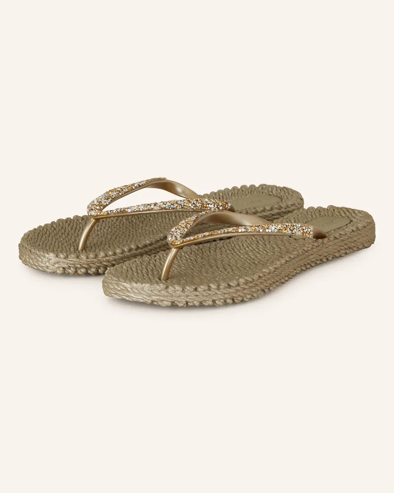 Ilse Jacobsen Zehentrenner cheerful03g Mit Schmucksteinen gold Silber