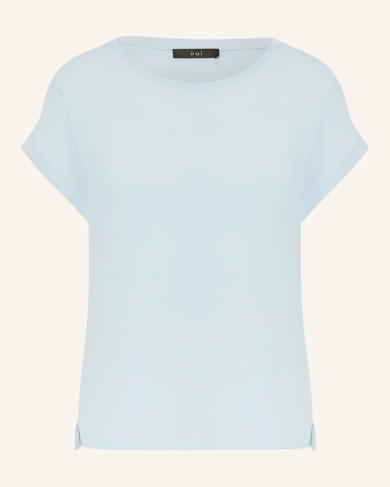 Oui  Blusenshirt im Materialmix Hellblau