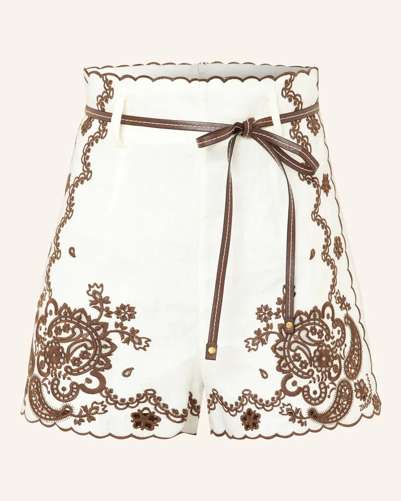 Zimmermann Leinenshorts ASCENSION mit Lochspitze Creme