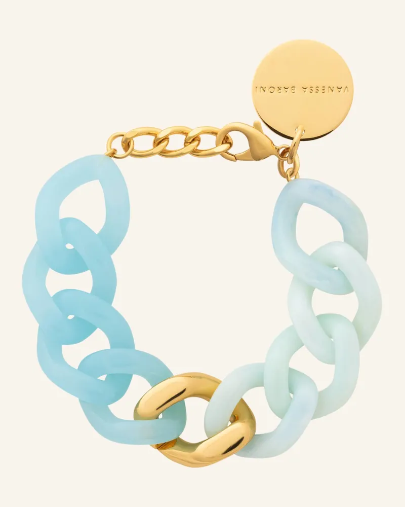 Vanessa Baroni Armbänder Flat Chain Bracelet Two Color With Gold Cloud Marble Opaline Blue By Glambou gold Gold