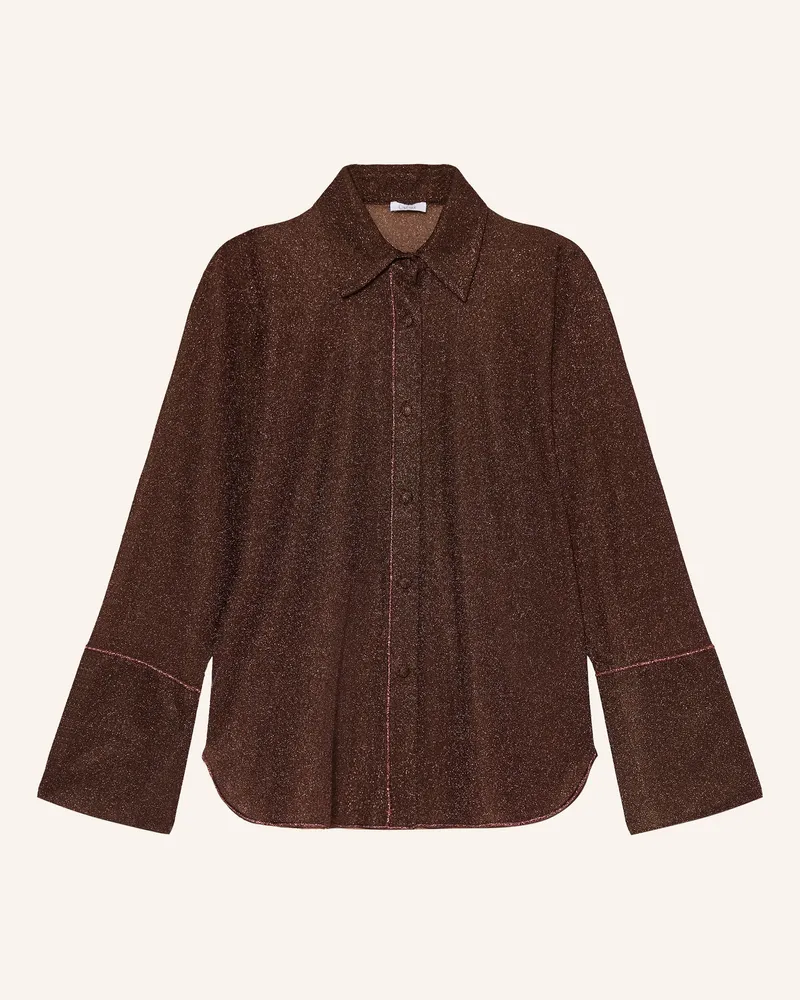 Oséree Hemdbluse Lumiere Mit Glitzergarn braun Dunkelrot